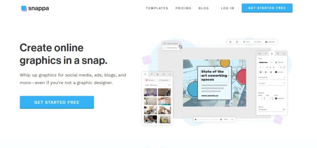 Snappa online graphic design tool for creating visuals.