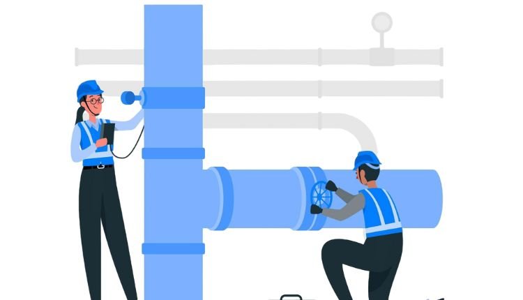 Team inspecting pipelines with AI automation for plumbers.