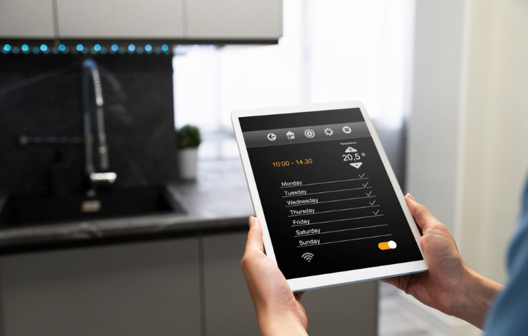 Smart home interface integrating AI automation for plumbers.